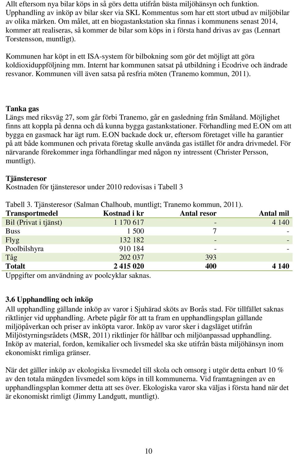 Kommunen har köpt in ett ISA-system för bilbokning som gör det möjligt att göra koldioxiduppföljning mm. Internt har kommunen satsat på utbildning i Ecodrive och ändrade resvanor.