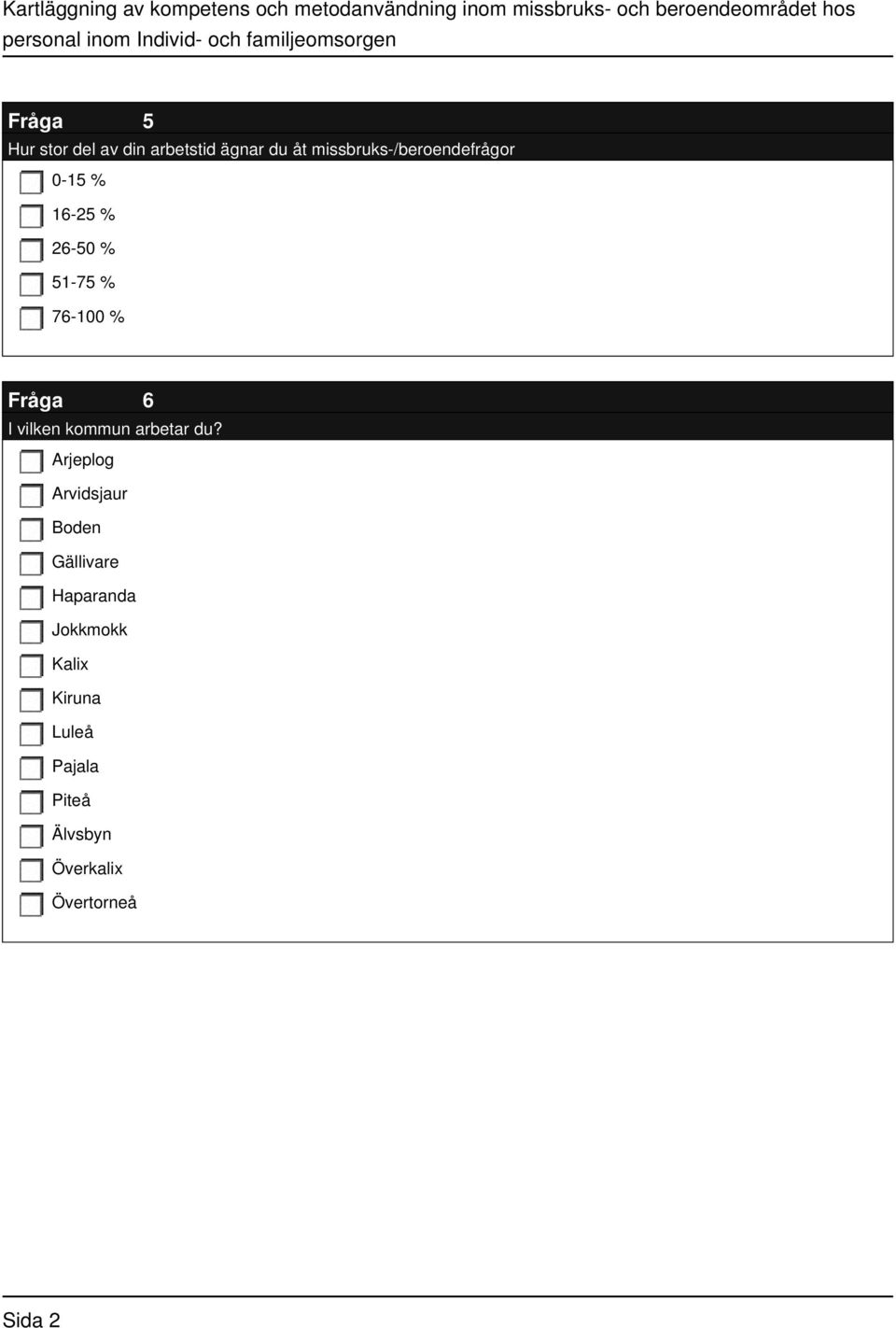 Fråga 6 I vilken kommun arbetar du?