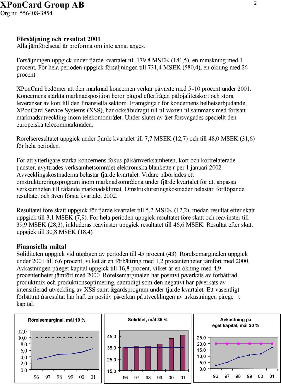 Koncernens stärkta marknadsposition beror på god efterfrågan på lojalitetskort och stora leveranser av kort till den finansiella sektorn.