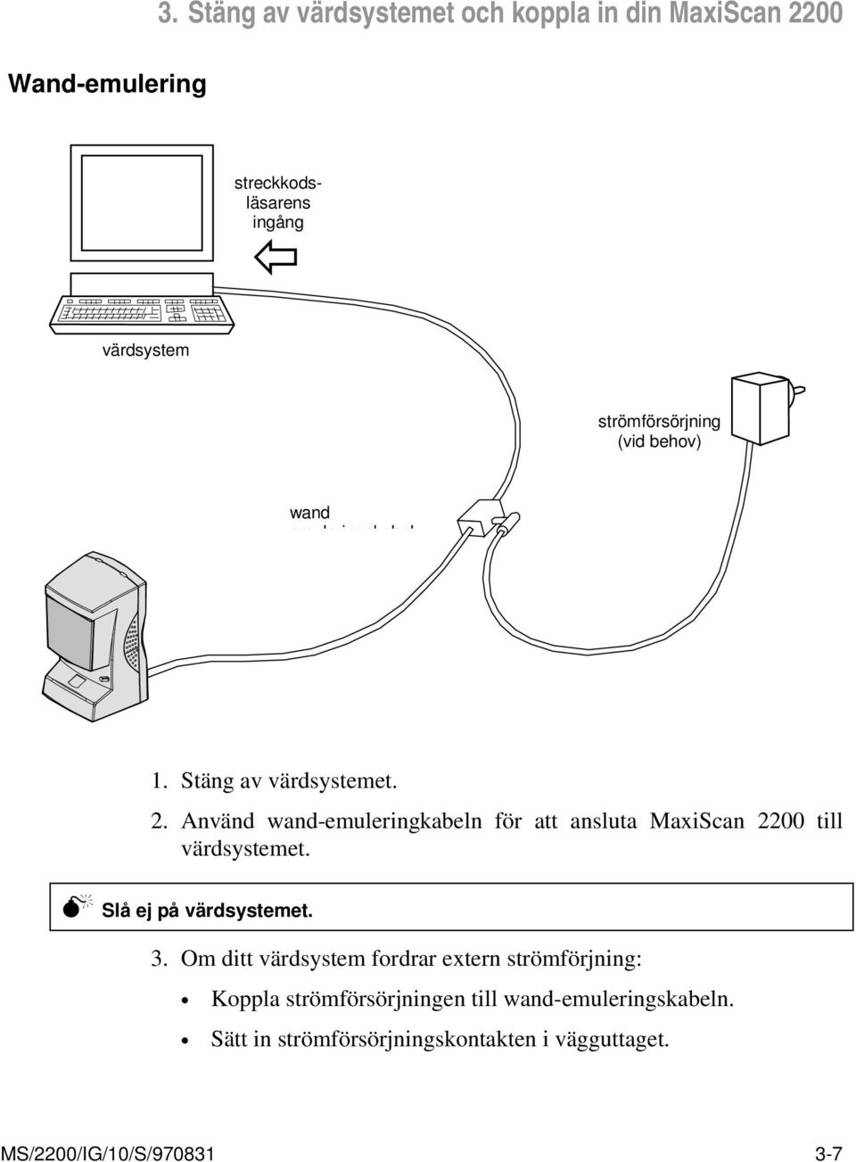 (vid behov) wand emuleringskabel 1. Stäng av värdsystemet. 2.