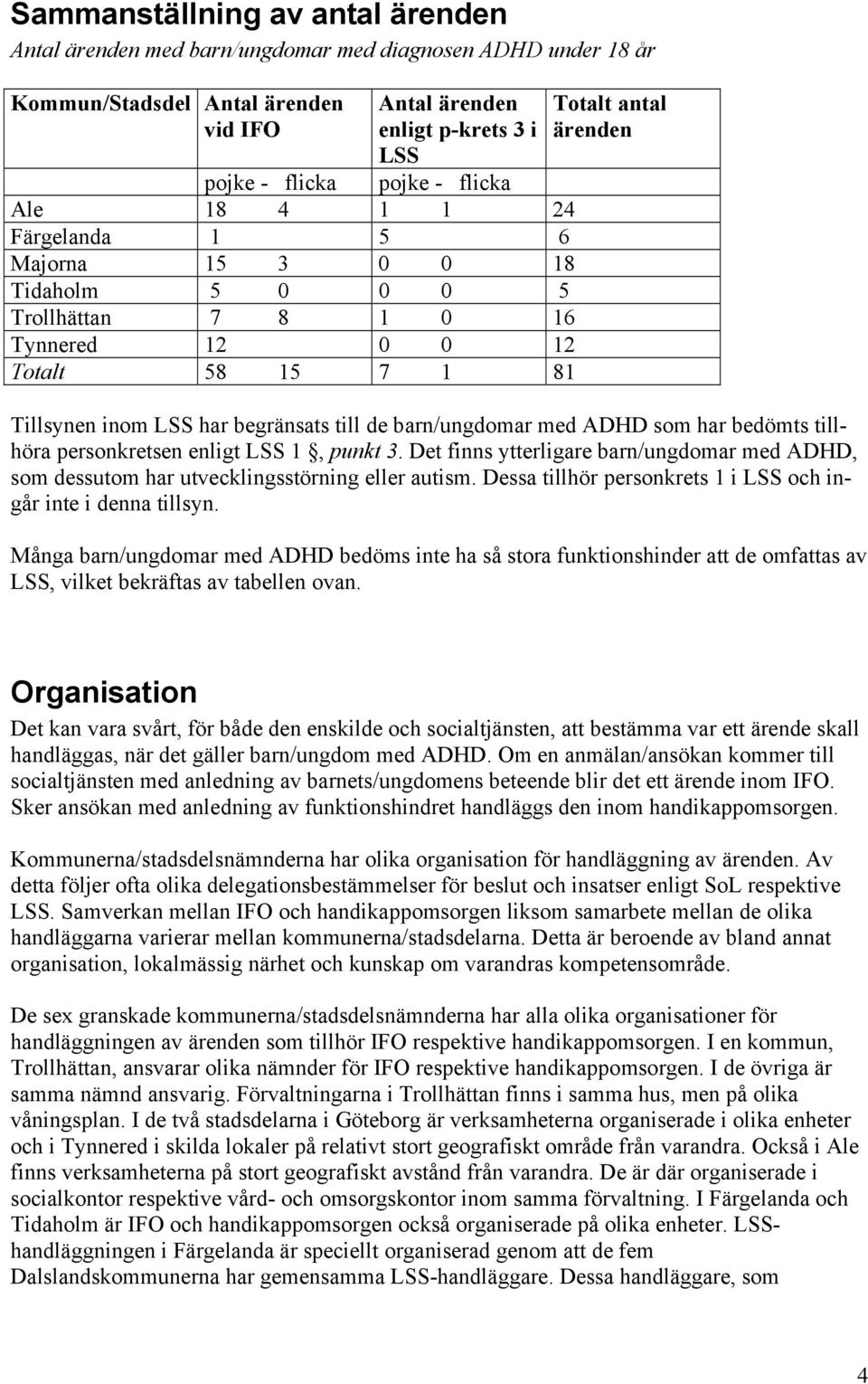 till de barn/ungdomar med ADHD som har bedömts tillhöra personkretsen enligt LSS 1, punkt 3. Det finns ytterligare barn/ungdomar med ADHD, som dessutom har utvecklingsstörning eller autism.