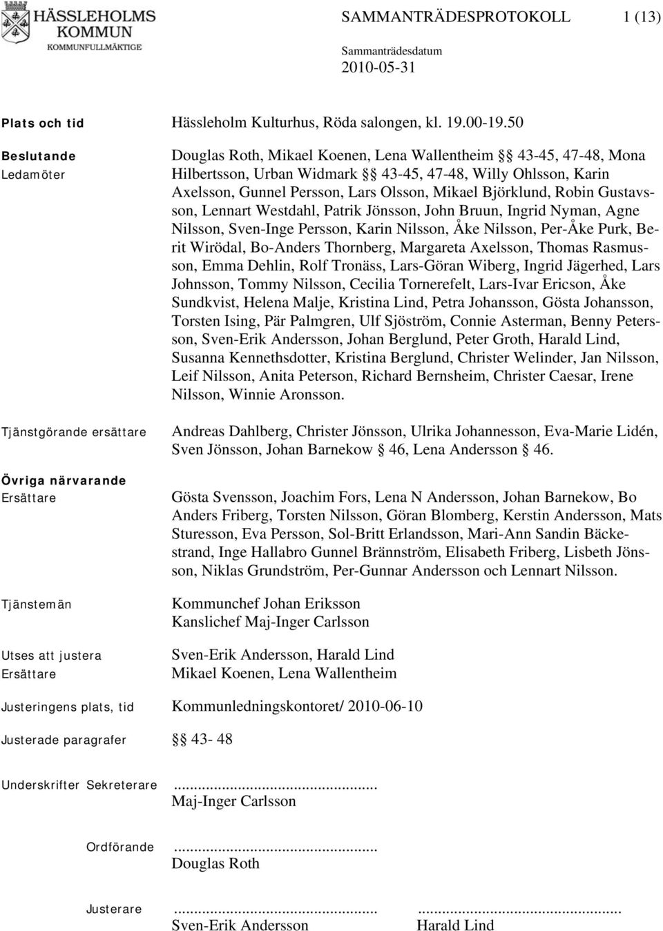 Widmark 43-45, 47-48, Willy Ohlsson, Karin Axelsson, Gunnel Persson, Lars Olsson, Mikael Björklund, Robin Gustavsson, Lennart Westdahl, Patrik Jönsson, John Bruun, Ingrid Nyman, Agne Nilsson,