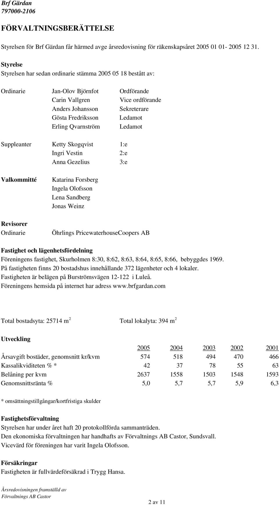 Erling Qvarnström Ledamot Suppleanter Ketty Skogqvist 1:e Ingri Vestin 2:e Anna Gezelius 3:e Valkommitté Revisorer Ordinarie Katarina Forsberg Ingela Olofsson Lena Sandberg Jonas Weinz Öhrlings