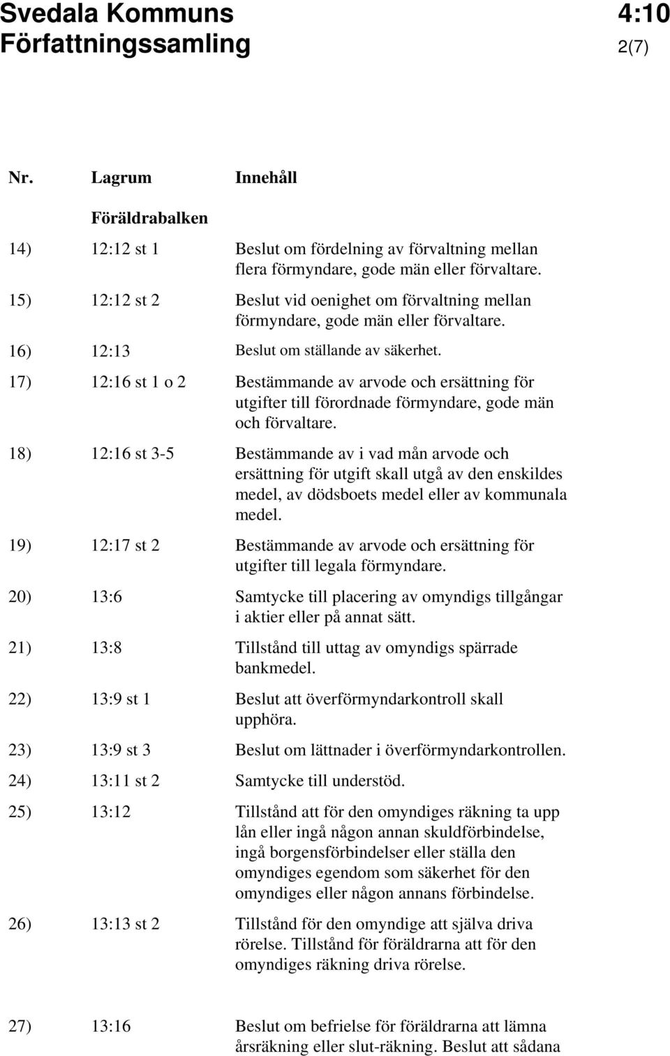 17) 12:16 st 1 o 2 Bestämmande av arvode och ersättning för utgifter till förordnade förmyndare, gode män och förvaltare.