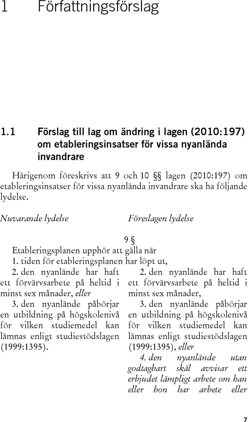 invandrare ska ha följande lydelse. Nuvarande lydelse Föreslagen lydelse 9 Etableringsplanen upphör att gälla när 1. tiden för etableringsplanen har löpt ut, 2.