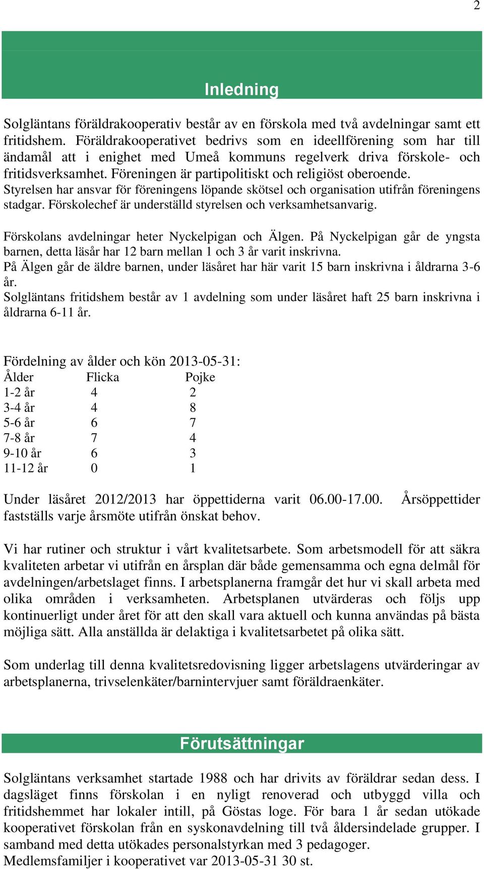 Styrelse har asvar för föreiges löpade skötsel och orgaisatio utifrå föreiges stadgar. Förskolechef är uderställd styrelse och verksamhetsavarig. Förskolas avdeligar heter Nyckelpiga och Älge.