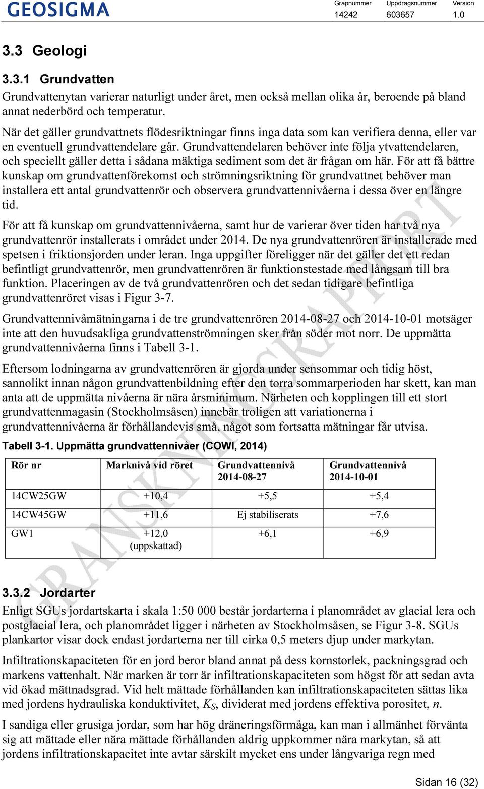 Grundvattendelaren behöver inte följa ytvattendelaren, och speciellt gäller detta i sådana mäktiga sediment som det är frågan om här.