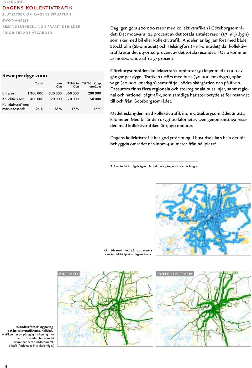 i Göteborgsområdet. Det motsvarar 24 procent av det totala antalet resor (1,7 milj/dygn) som sker med bil eller kollektivtrafik.