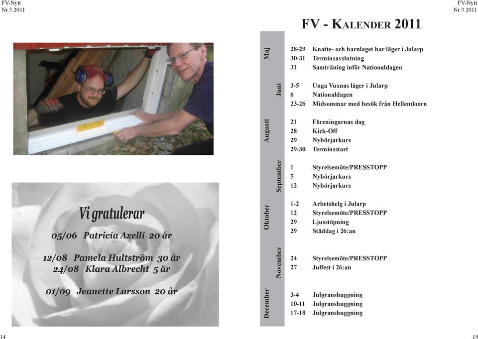 Nybörjarkurs Vi gratulerar 05/06 Patricia Axelli 20 år Oktober 1-2 Arbetshelg i Jularp 12 Styrelsemöte/PRESSTOPP 29 Ljusstöpning 29 Städdag i 26:an 12/08 Pamela Hultström 30 år