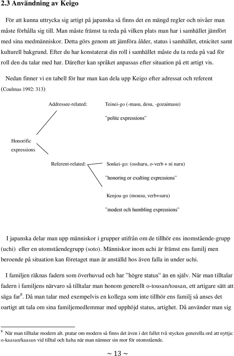 Efter du har konstaterat din roll i samhället måste du ta reda på vad för roll den du talar med har. Därefter kan språket anpassas efter situation på ett artigt vis.