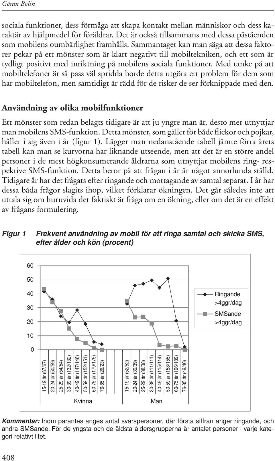 Sammantaget kan man säga att dessa faktorer pekar på ett mönster som är klart negativt till mobiltekniken, och ett som är tydligt positivt med inriktning på mobilens sociala funktioner.