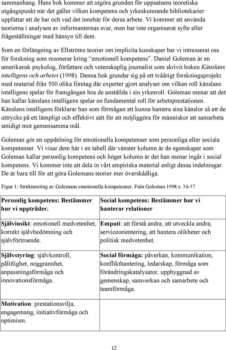 Vi kommer att använda teorierna i analysen av informanternas svar, men har inte organiserat syfte eller frågeställningar med hänsyn till dem.