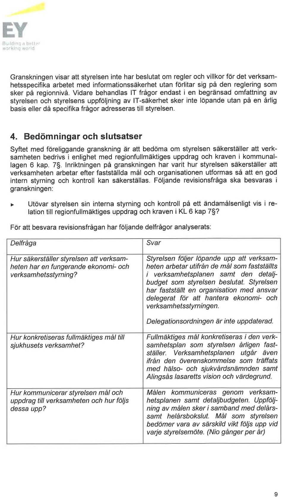 Vidare behandlas IT frågor endast i en begränsad omfattning av styrelsen och styrelsens uppföljning av IT-säkerhet sker inte löpande utan på en årlig basis eller då specifika frågor adresseras till