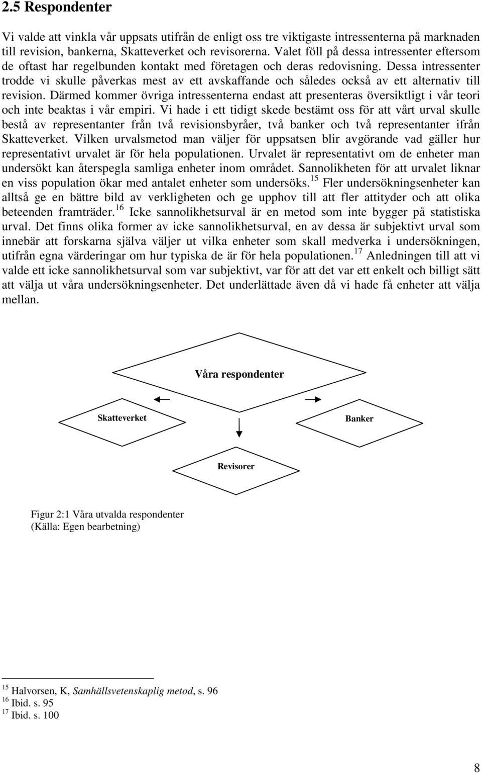 Dessa intressenter trodde vi skulle påverkas mest av ett avskaffande och således också av ett alternativ till revision.