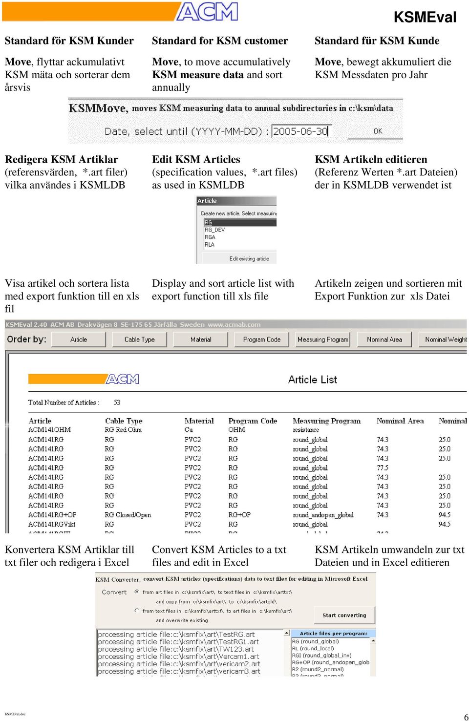 art files) as used in KSMLDB KSM Artikeln editieren (Referenz Werten *.