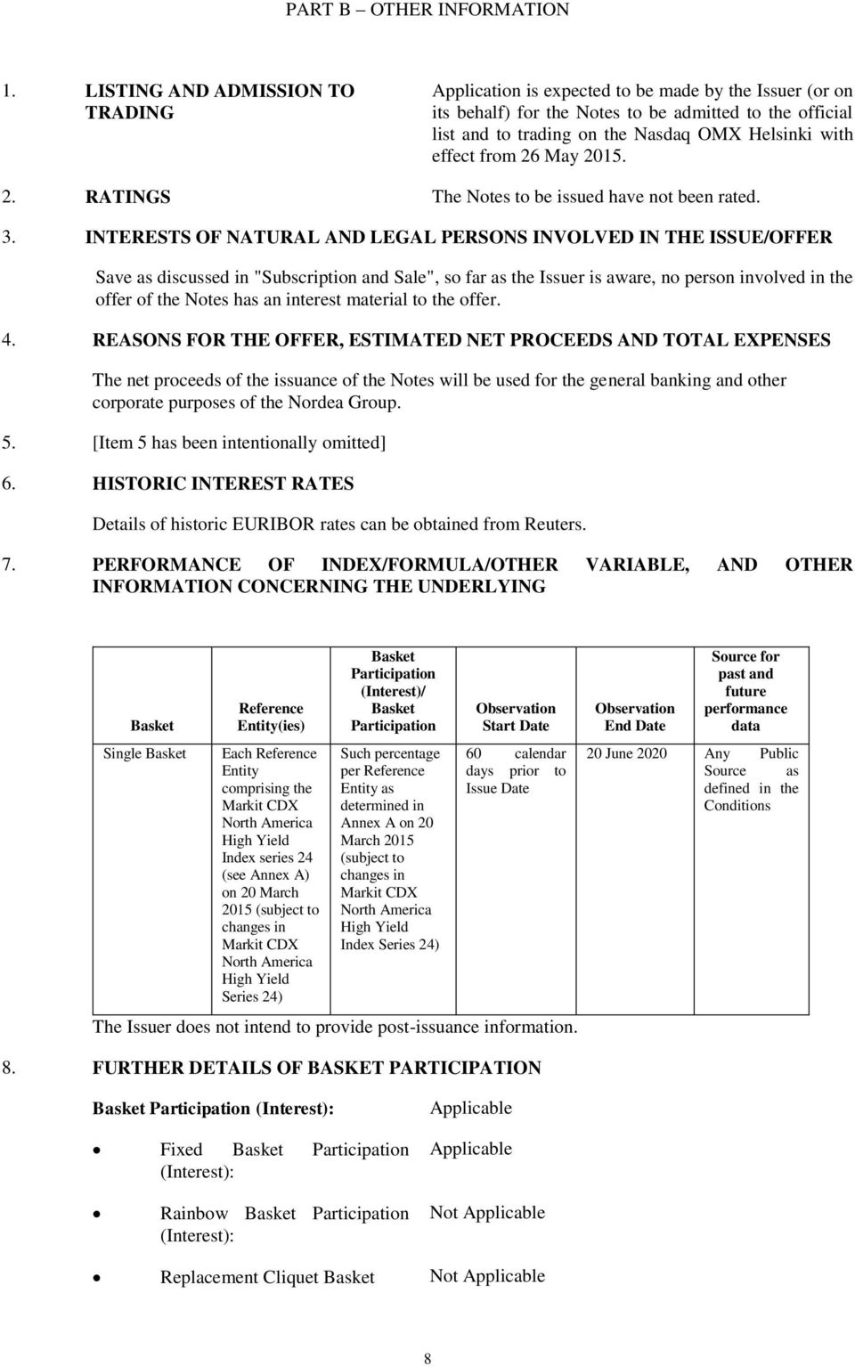 effect from 26 May 2015. 2. RATINGS The Notes to be issued have not been rated. 3.