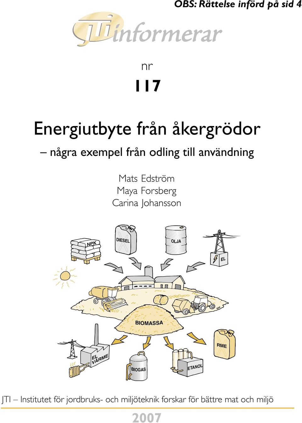 Edström Maya Forsberg Carina Johansson JTI Institutet för