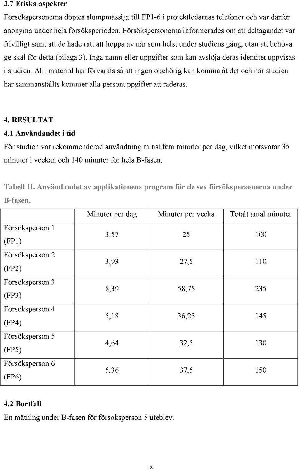 Inga namn eller uppgifter som kan avslöja deras identitet uppvisas i studien.