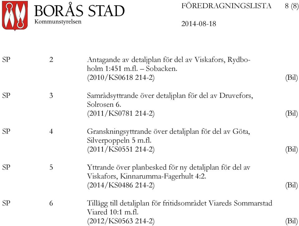 (2011/KS0781 214-2) SP 4 Granskningsyttrande över detaljplan för del av Göta, Silverpoppeln 5 m.fl.