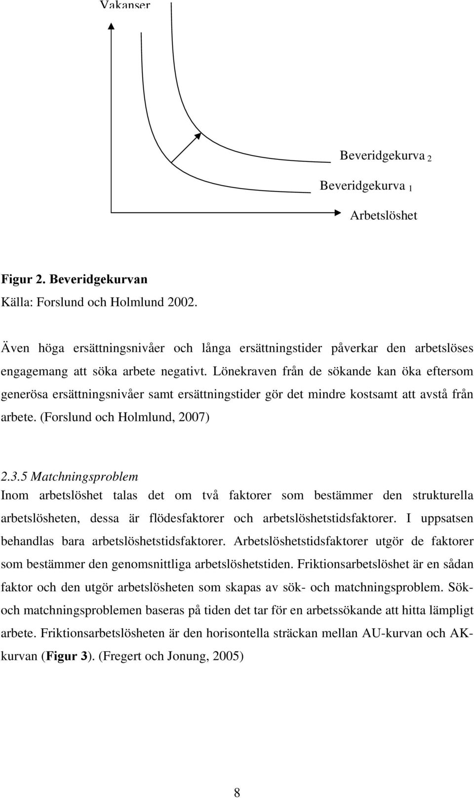 Lönekraven från de sökande kan öka eftersom generösa ersättningsnivåer samt ersättningstider gör det mindre kostsamt att avstå från arbete. (Forslund och Holmlund, 2007) 2.3.