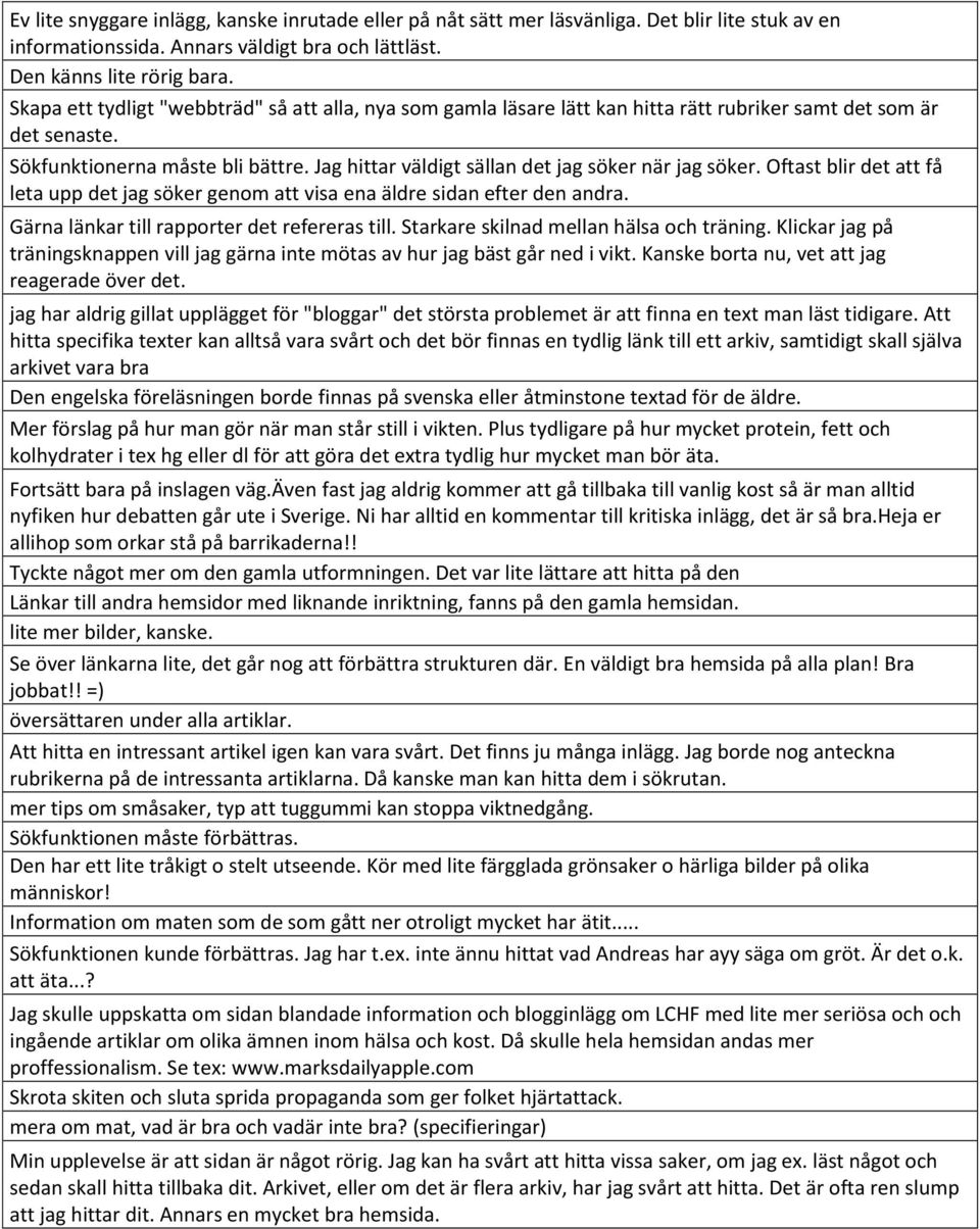 Jag hittar väldigt sällan det jag söker när jag söker. Oftast blir det att få leta upp det jag söker genom att visa ena äldre sidan efter den andra. Gärna länkar till rapporter det refereras till.