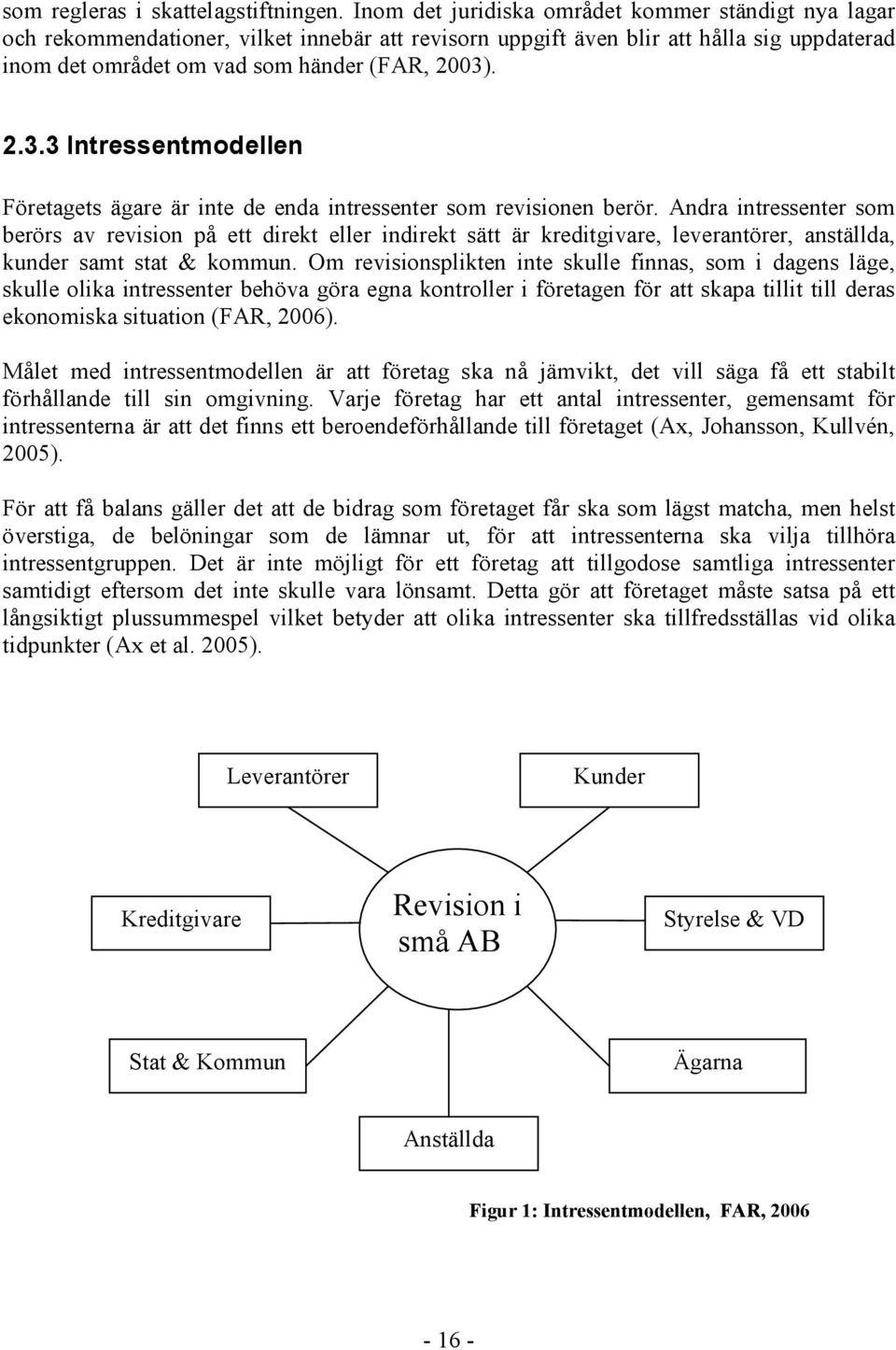 . 2.3.3 Intressentmodellen Företagets ägare är inte de enda intressenter som revisionen berör.