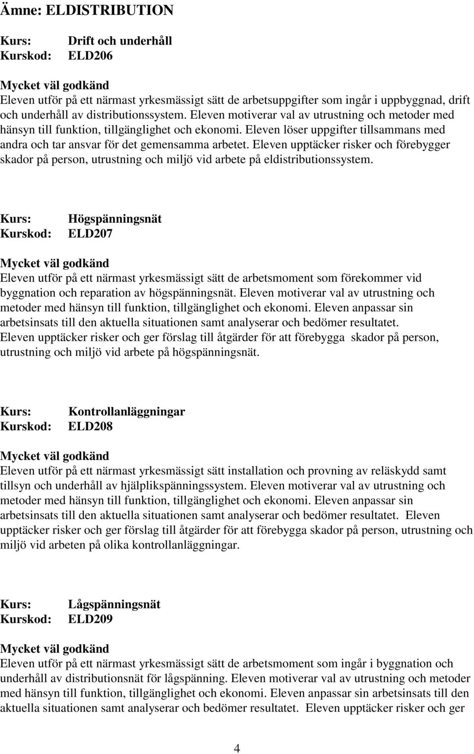 Eleven upptäcker risker och förebygger skador på person, utrustning och miljö vid arbete på eldistributionssystem.