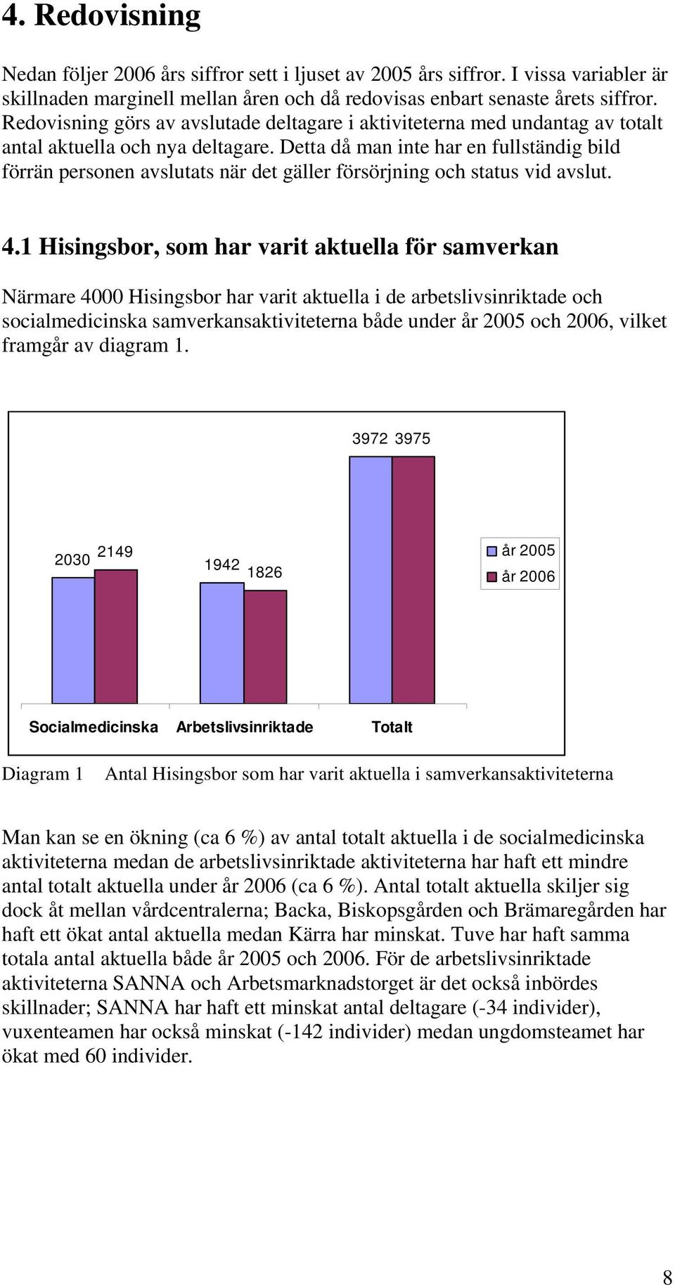 Detta då man inte har en fullständig bild förrän personen avslutats när det gäller försörjning och status vid avslut. 4.