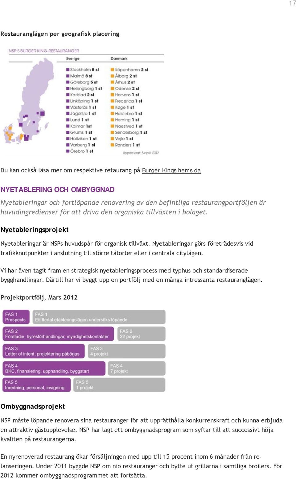 Nyetableringar görs företrädesvis vid trafikknutpunkter i anslutning till större tätorter eller i centrala citylägen.