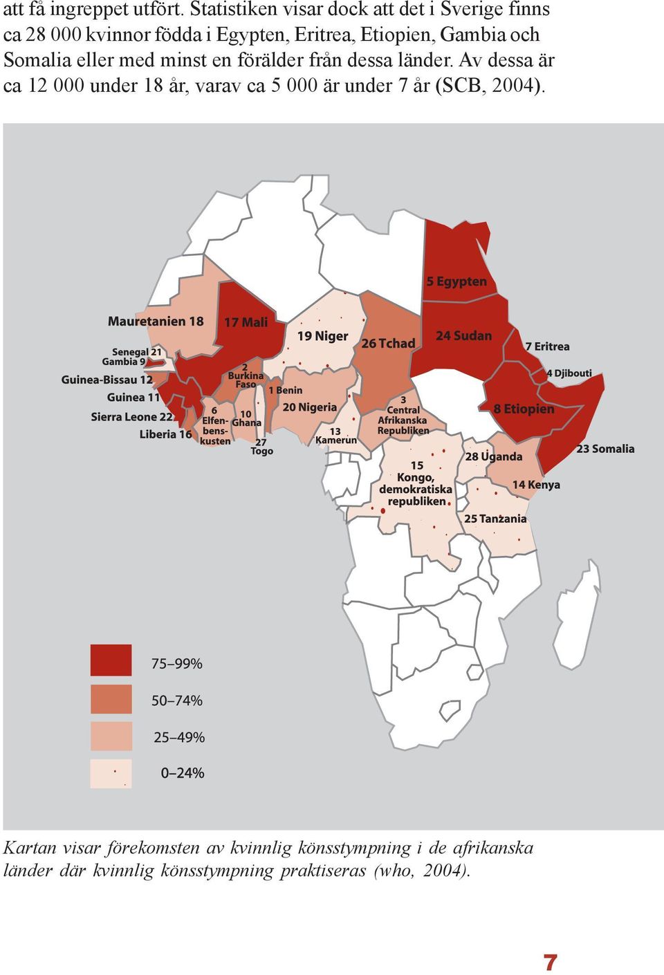 Etiopien, Gambia och Somalia eller med minst en förälder från dessa länder.