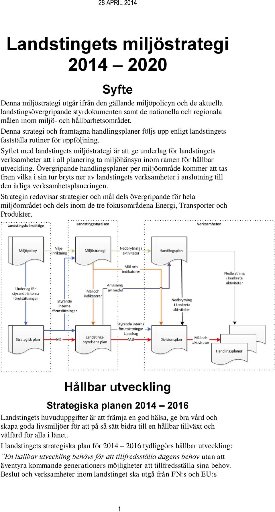 Syftet med landstingets miljöstrategi är att ge underlag för landstingets verksamheter att i all planering ta miljöhänsyn inom ramen för hållbar utveckling.