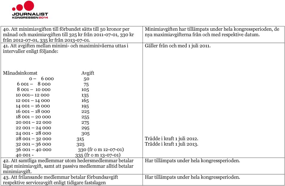 Gäller från och med 1 juli 2011.