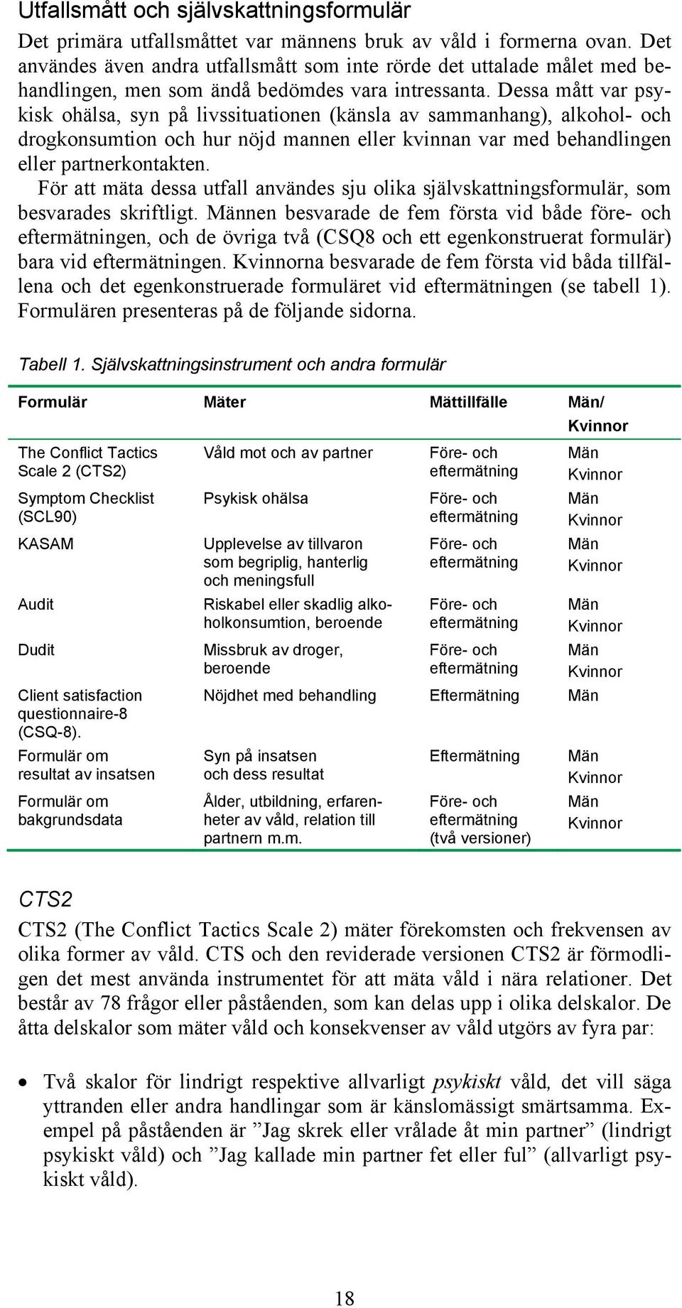 Dessa mått var psykisk ohälsa, syn på livssituationen (känsla av sammanhang), alkohol- och drogkonsumtion och hur nöjd mannen eller kvinnan var med behandlingen eller partnerkontakten.