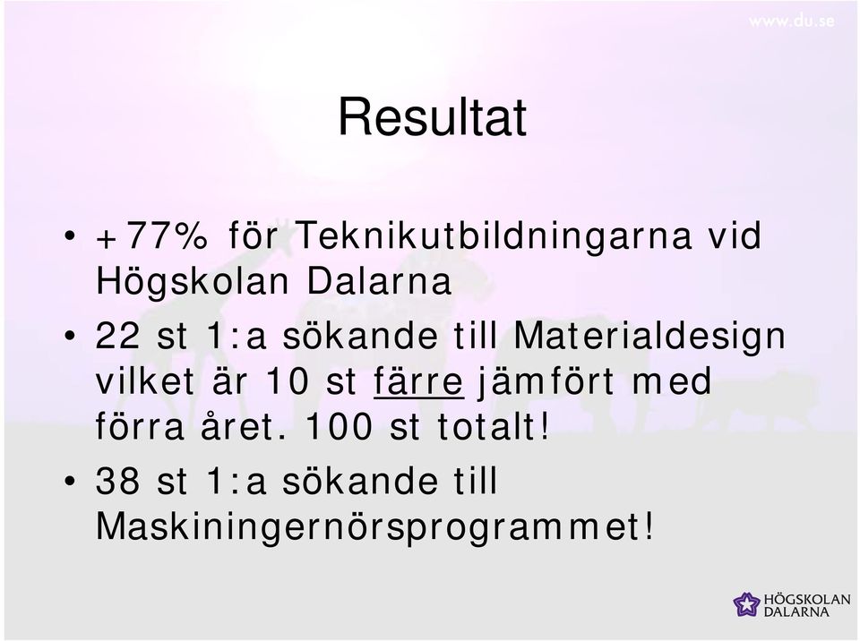 är 10 st färre jämfört med förra året. 100 st totalt!