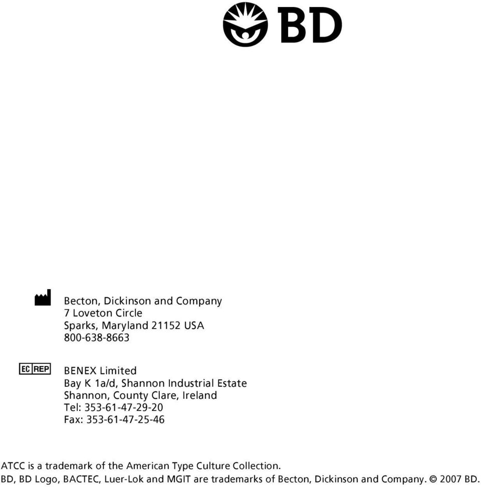 353-61-47-29-20 Fax: 353-61-47-25-46 ATCC is a trademark of the American Type Culture