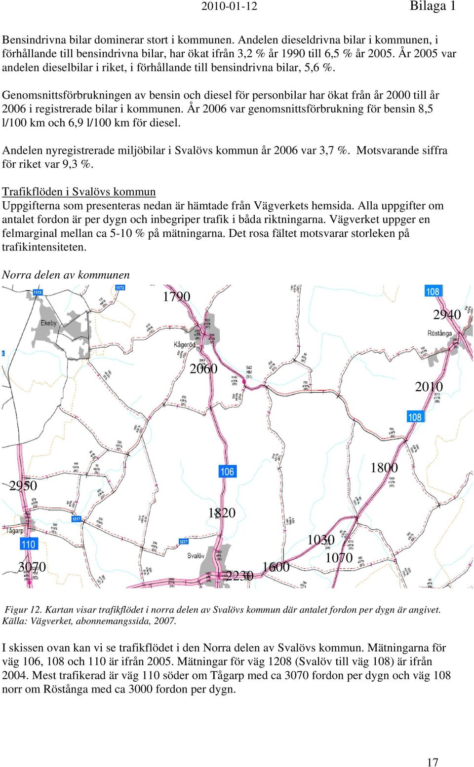Genomsnittsförbrukningen av bensin och diesel för personbilar har ökat från år 2000 till år 2006 i registrerade bilar i kommunen.