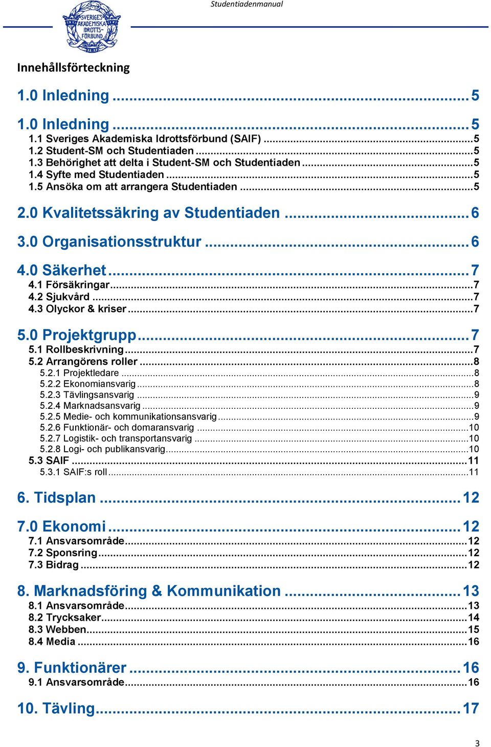 .. 7 4.3 Olyckor & kriser... 7 5.0 Projektgrupp... 7 5.1 Rollbeskrivning... 7 5.2 Arrangörens roller... 8 5.2.1 Projektledare... 8 5.2.2 Ekonomiansvarig... 8 5.2.3 Tävlingsansvarig... 9 5.2.4 Marknadsansvarig.