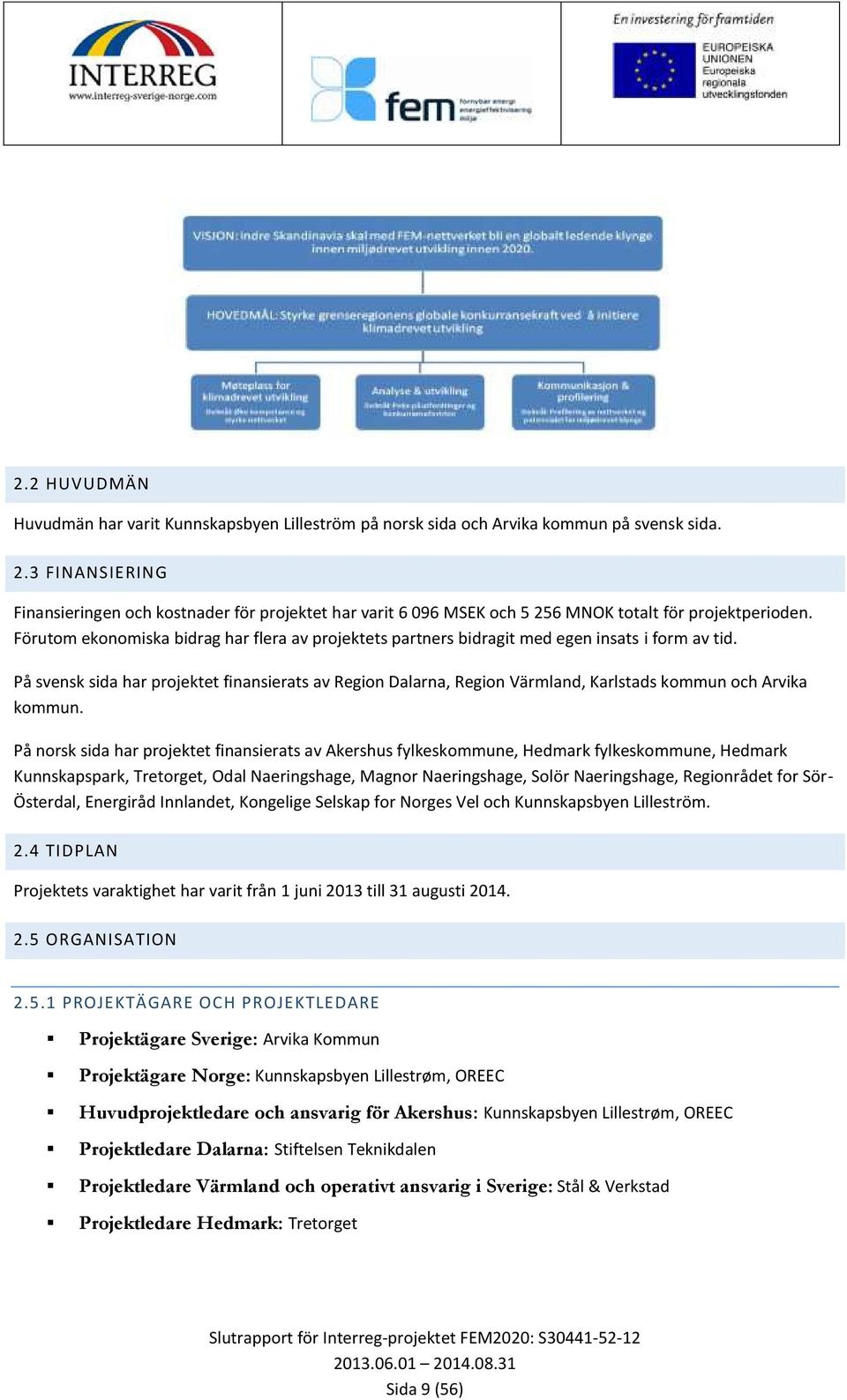 Förutom ekonomiska bidrag har flera av projektets partners bidragit med egen insats i form av tid.