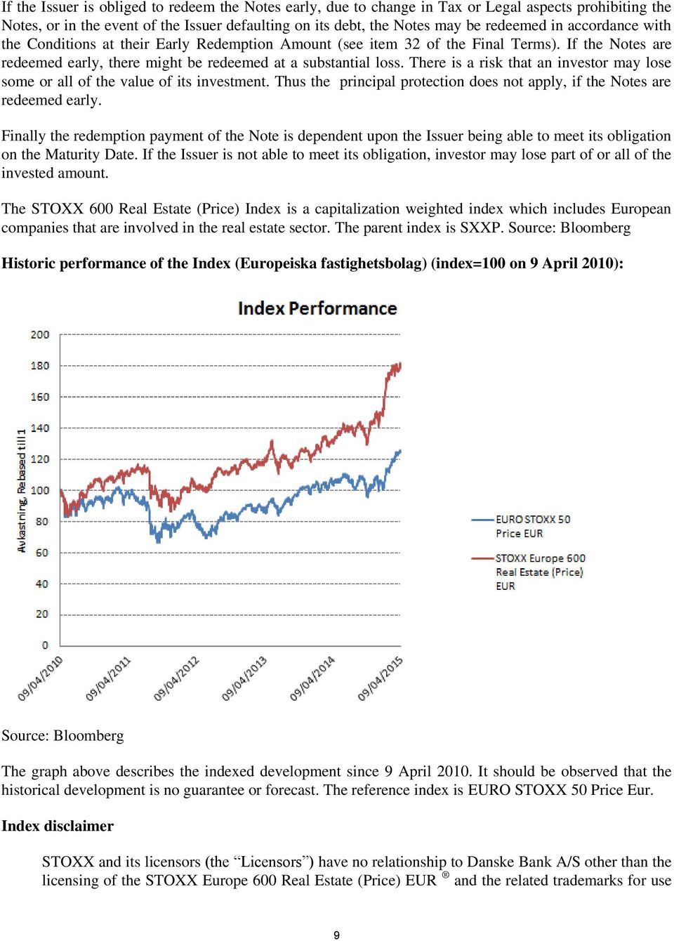 There is a risk that an investor may lose some or all of the value of its investment. Thus the principal protection does not apply, if the Notes are redeemed early.