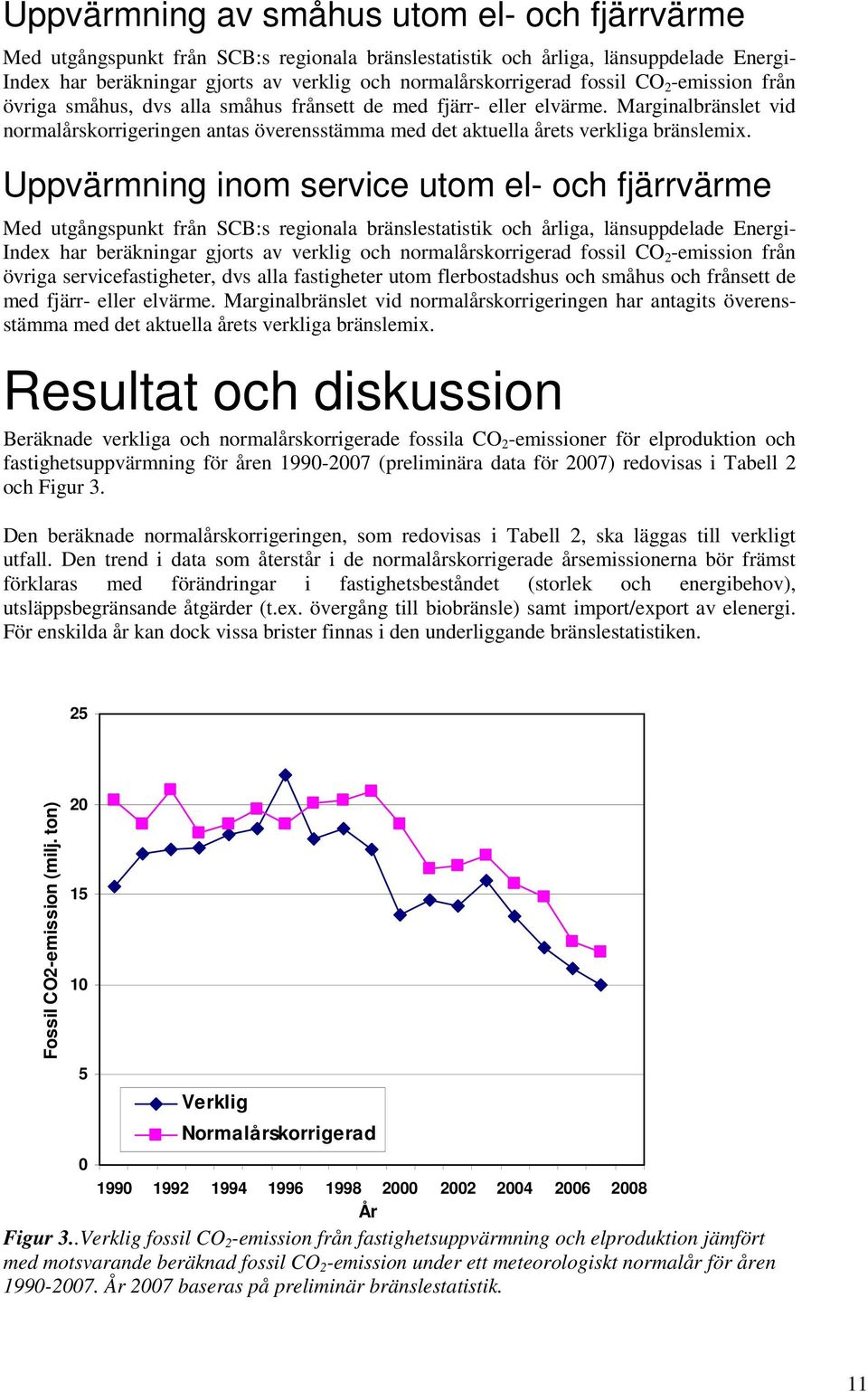 Marginalbränslet vid normalårskorrigeringen antas överensstämma med det aktuella årets verkliga bränslemix.