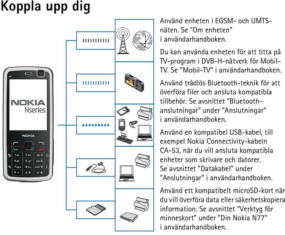 Se avsnittet Bluetoothanslutningar under Anslutningar i användarhandboken.