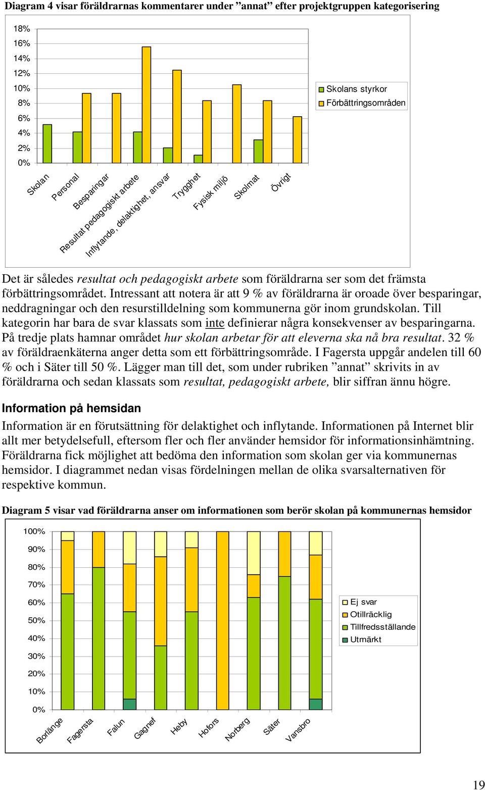 Intressant att notera är att 9 % av föräldrarna är oroade över besparingar, neddragningar och den resurstilldelning som kommunerna gör inom grundskolan.