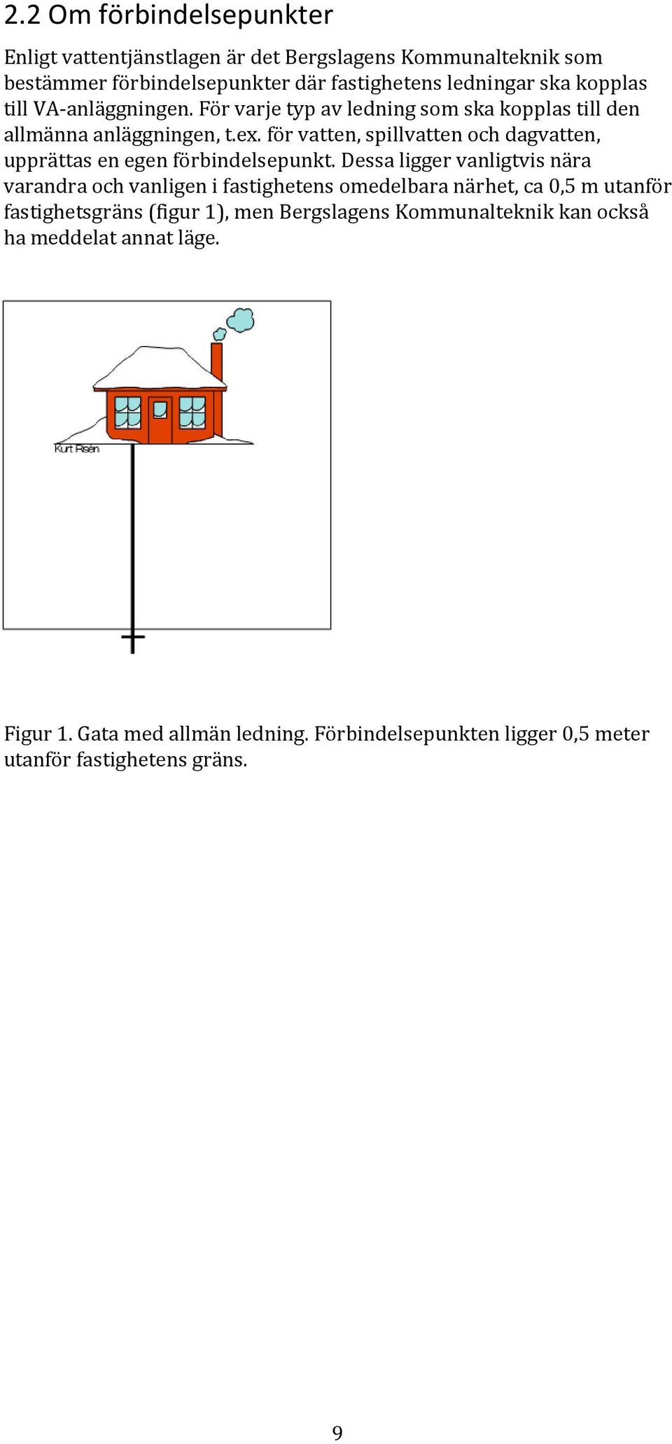 för vatten, spillvatten och dagvatten, upprättas en egen förbindelsepunkt.