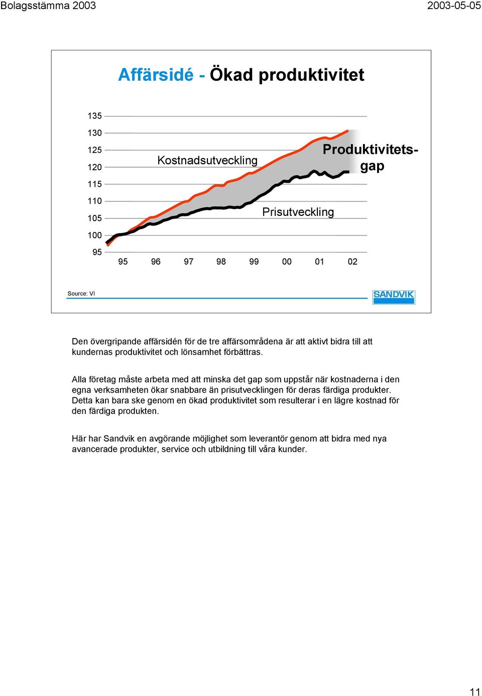 Alla företag måste arbeta med att minska det gap som uppstår när kostnaderna i den egna verksamheten ökar snabbare än prisutvecklingen för deras färdiga produkter.