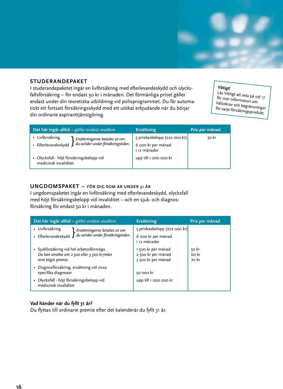 Du får automatiskt ett fortsatt försäkringsskydd med ett utökat erbjudande när du börjar din ordinarie aspiranttjänstgöring. Viktigt!