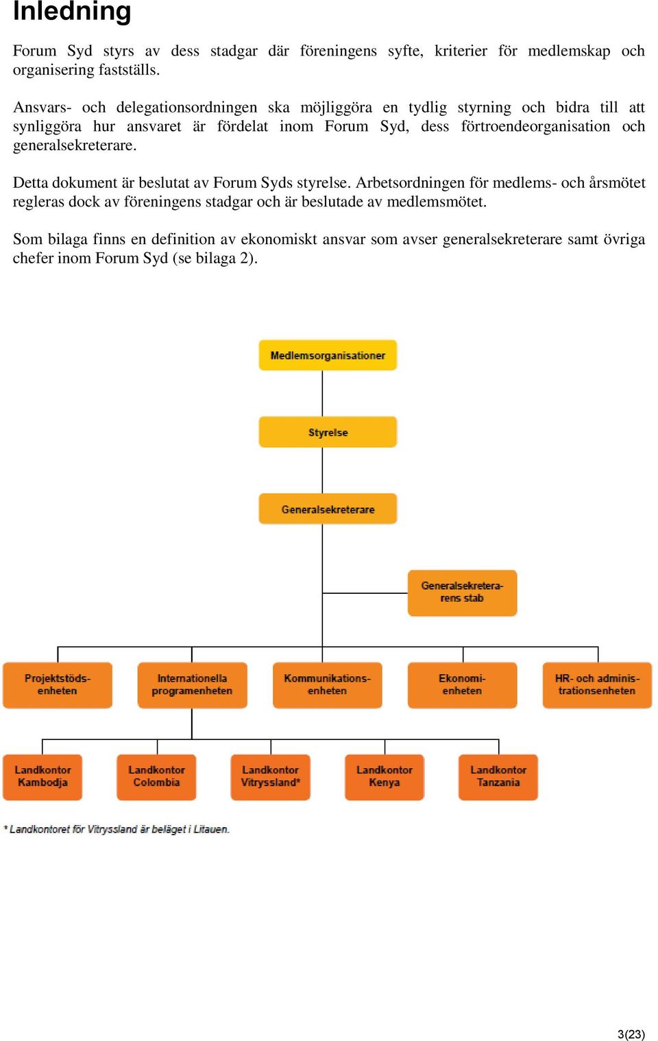 förtroendeorganisation och generalsekreterare. Detta dokument är beslutat av Forum Syds styrelse.