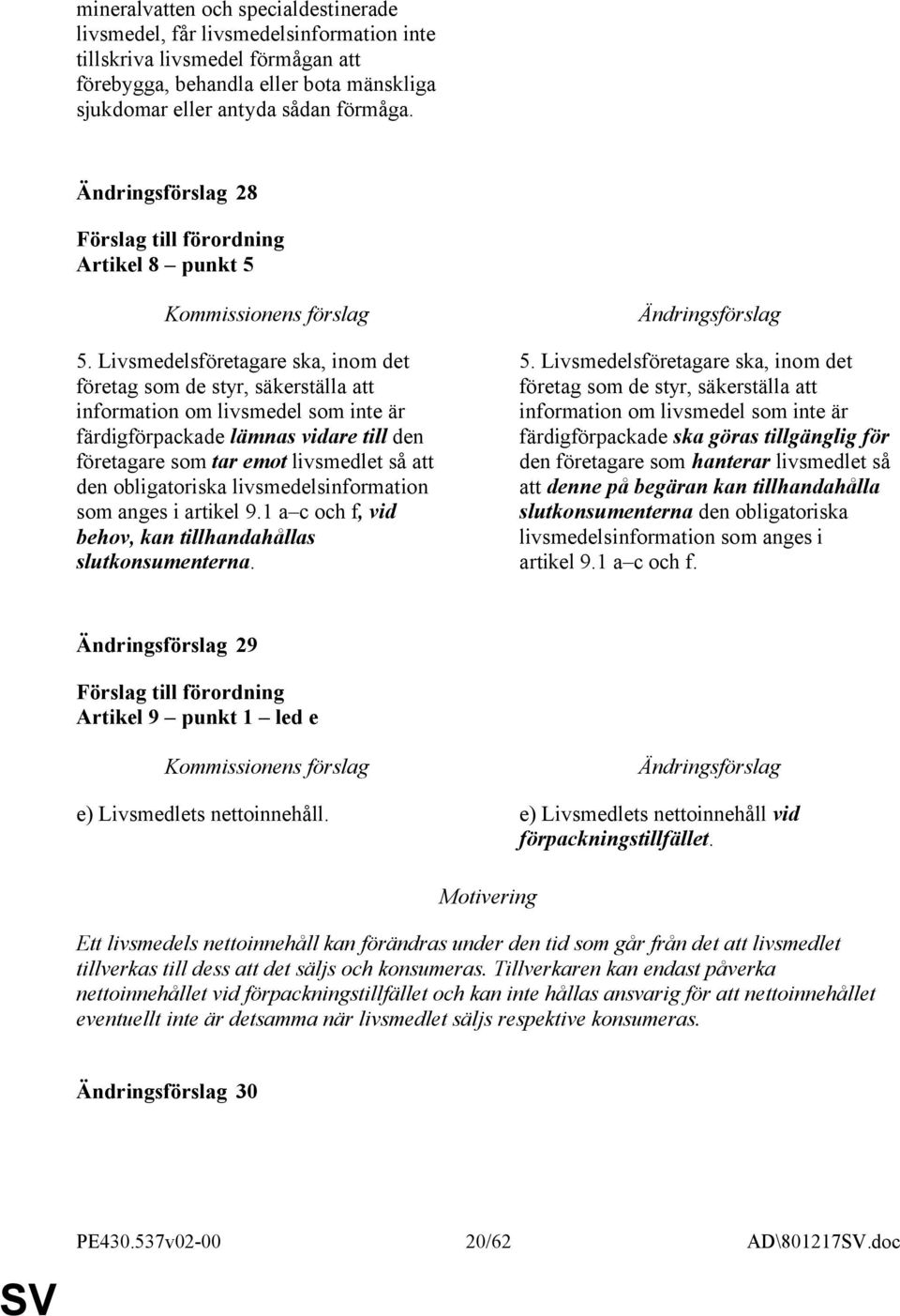 Livsmedelsföretagare ska, inom det företag som de styr, säkerställa att information om livsmedel som inte är färdigförpackade lämnas vidare till den företagare som tar emot livsmedlet så att den