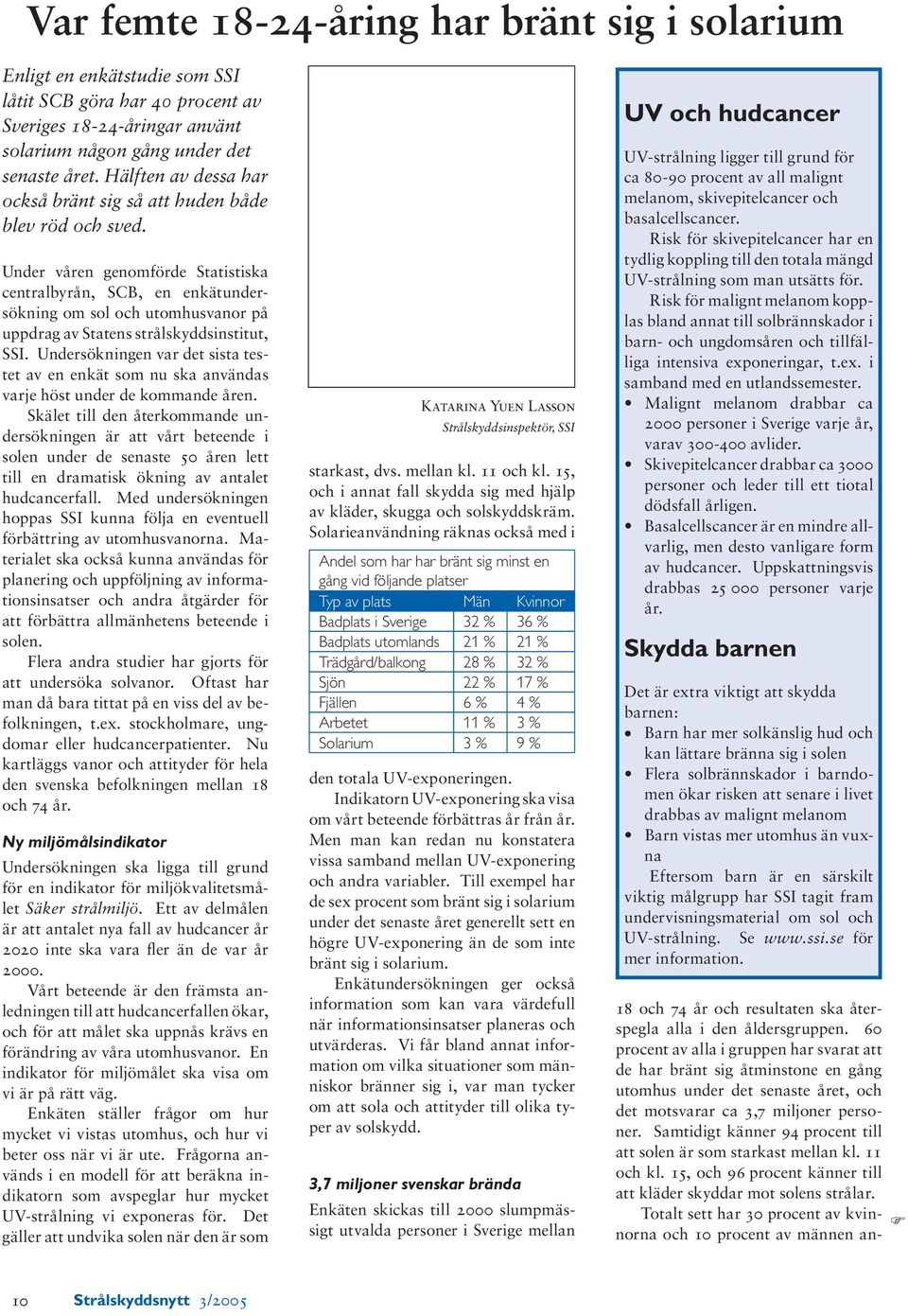 Under våren genomförde Statistiska centralbyrån, SCB, en enkätundersökning om sol och utomhusvanor på uppdrag av Statens strålskyddsinstitut, SSI.