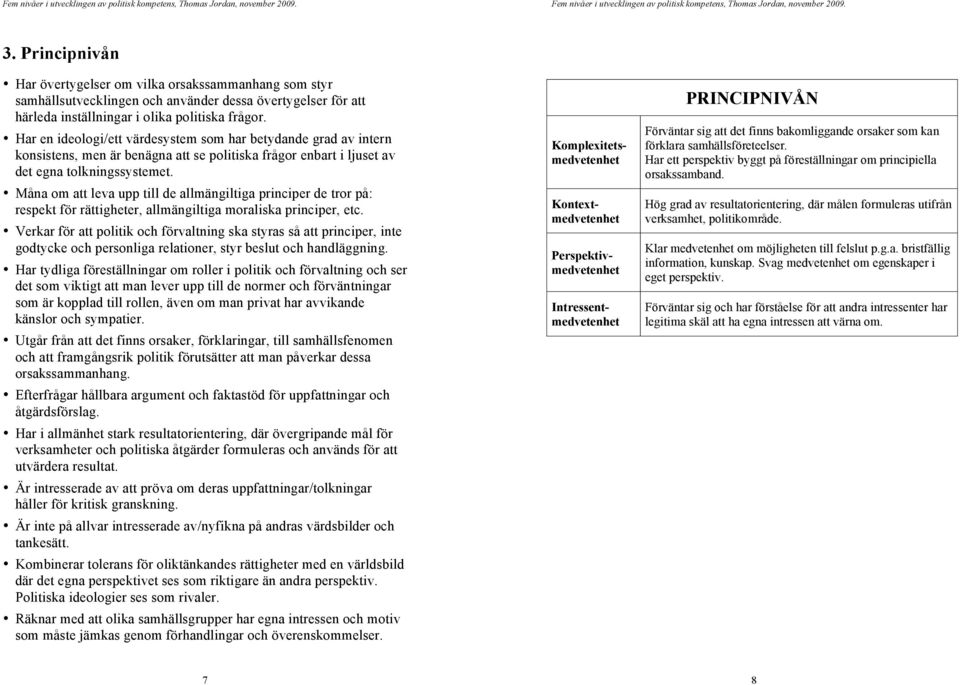 Måna om att leva upp till de allmängiltiga principer de tror på: respekt för rättigheter, allmängiltiga moraliska principer, etc.