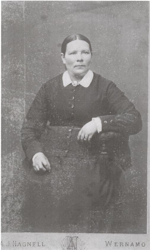 1:2 m Sara Lena Gabrielsdotter (36). Born 1840-12-31 in Skog, Moheda (G) (husförhörsl). Baptized 1841-01-02 (kgf).